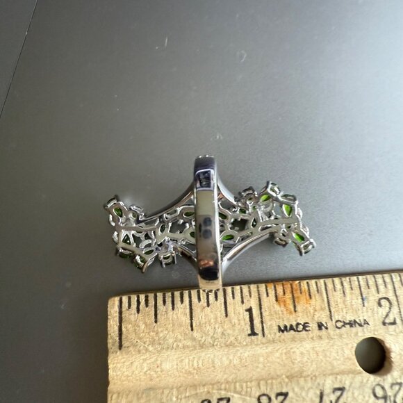 STS Sterling Silver Peridot Cocktail Ring Size 6 - Picture 6 of 6